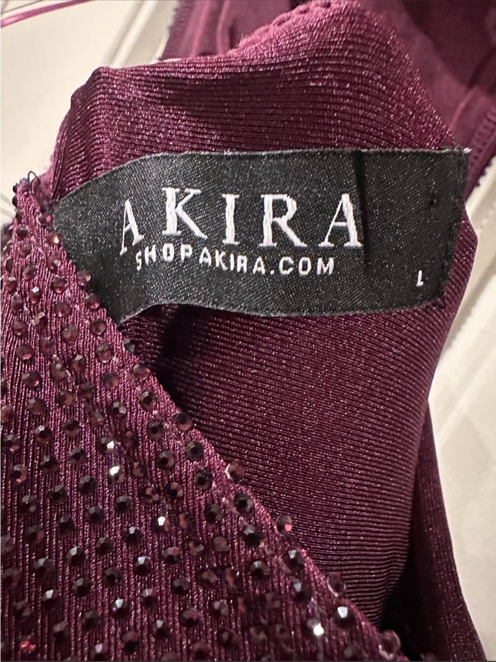 Cowl Neck Burgundy Rhinestone Midi Dress - Picture 5 of 8